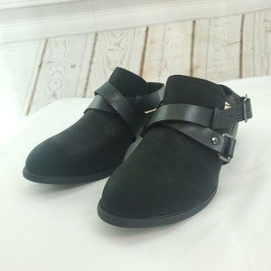 Bella Vita Womens Black Leather Round Toe Block Heel Slingback Sandals Size 6M